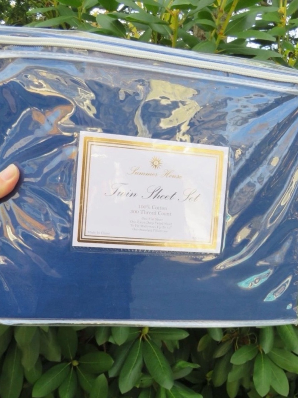 100% Cotton Twin Sheet Set in Navy Blue